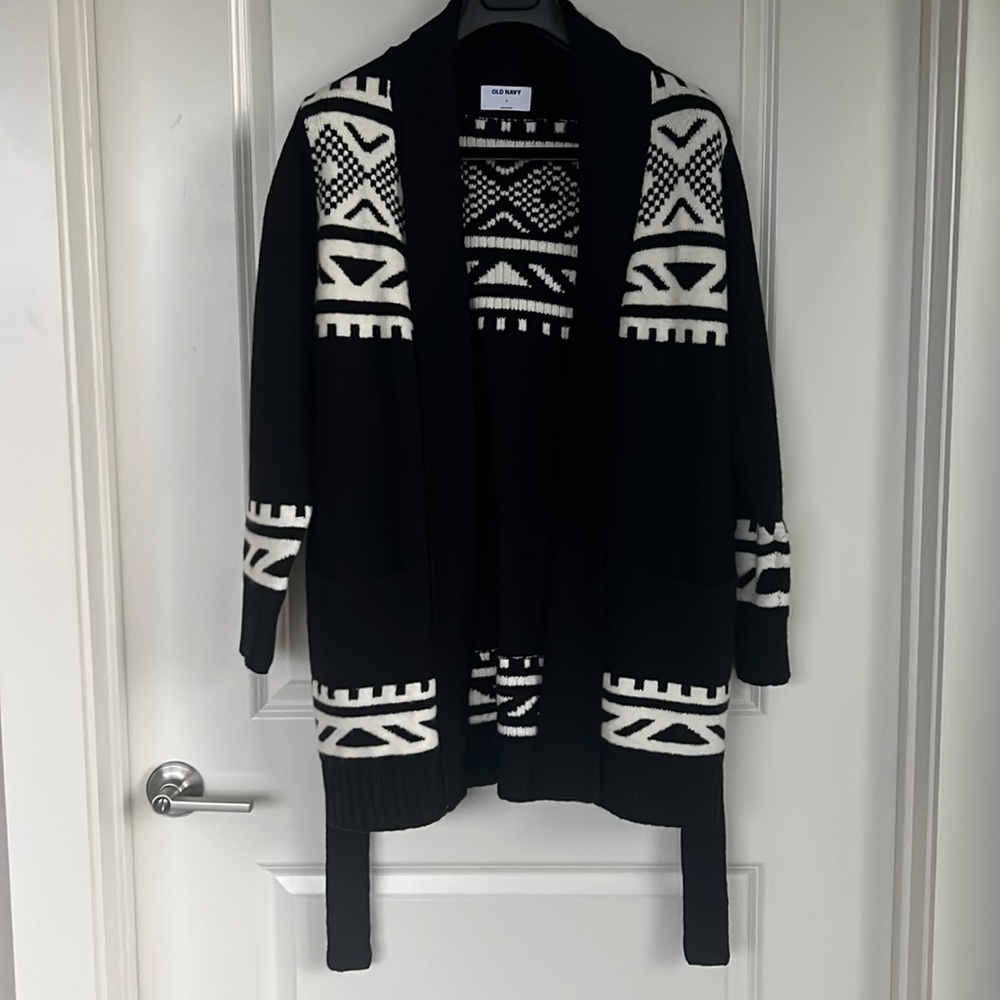 Old Navy Cozy Fair Isle Tie-Belt Cardigan Sweater Sz Small